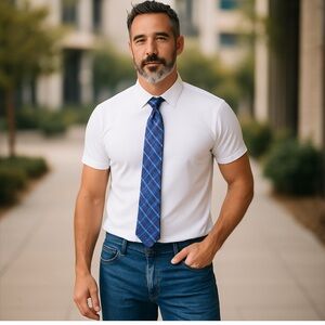 MEN’S CROFT & BARROW SILVER, BLACK, & BLUE OMBRE DIAMOND SQUARE GEOMETRIC TIE